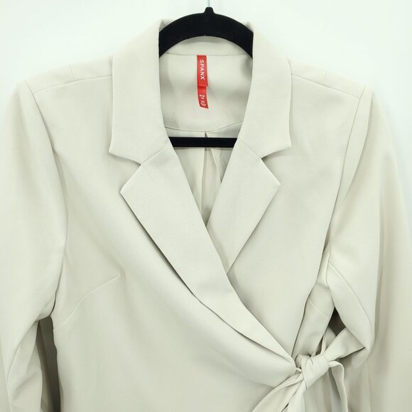 SPANX Carefree Crepe Wrap Blazer M Parchment (Cream/White) - Picture 6 of 16